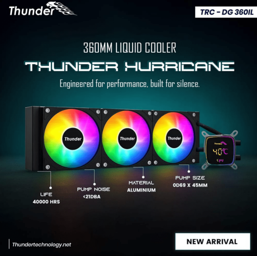 Thunder Liquid Cooler Jezebel With Display RGB AIO 360mm Black Thunder Liquid Cooler Jezebel With Display RGB AIO 360mm Black